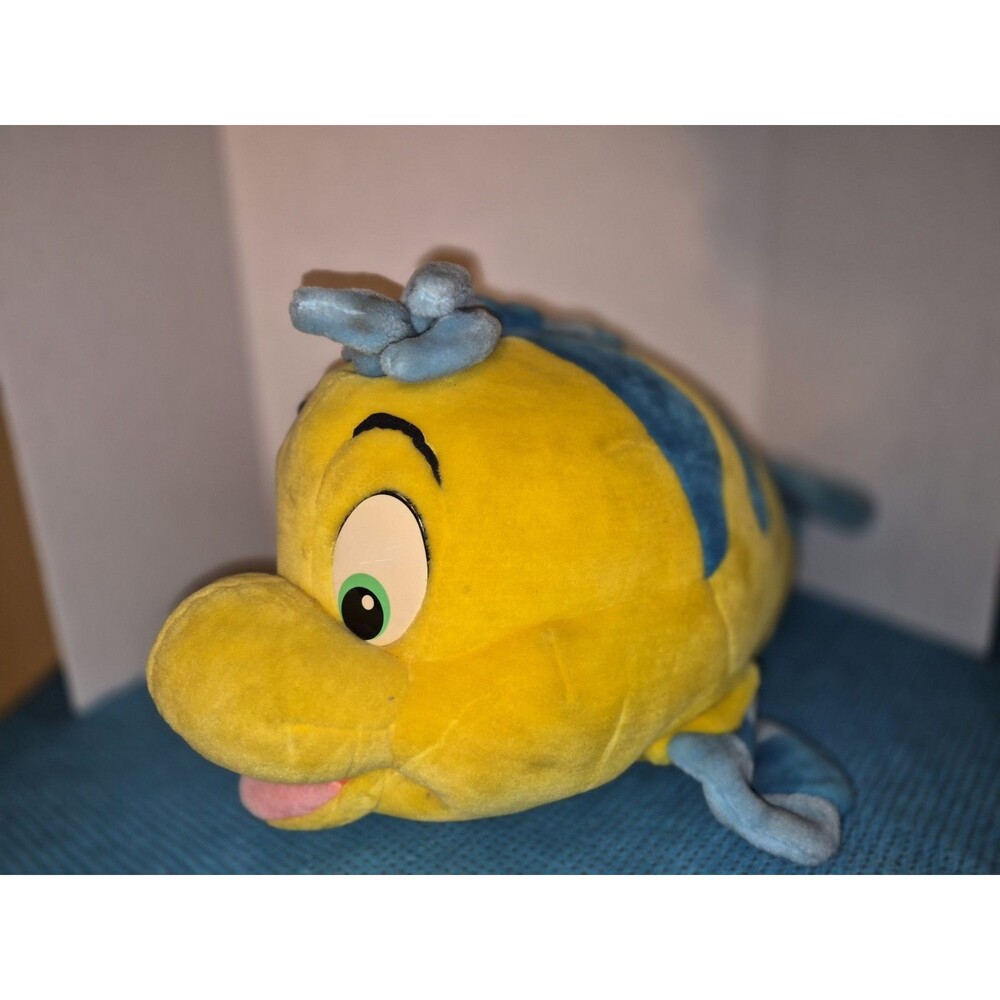 Vintage MATTEL 24” Large Jumbo Disney LITTLE MERMAID FLOUNDER Plush Fish Stuffed
